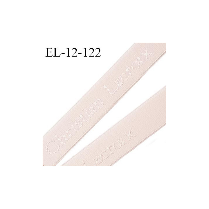 Elastique lingerie 12 mm très haut de gamme élastique souple couleur rose pétale inscription Christian Lacroix prix au mètre