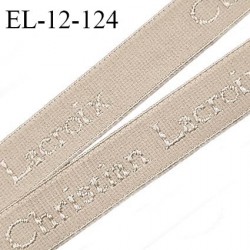 Elastique lingerie 12 mm très haut de gamme élastique souple couleur marron glacé inscription Christian Lacroix prix au mètre