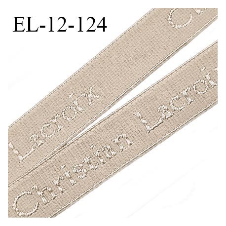 Elastique lingerie 12 mm très haut de gamme élastique souple couleur marron glacé inscription Christian Lacroix prix au mètre
