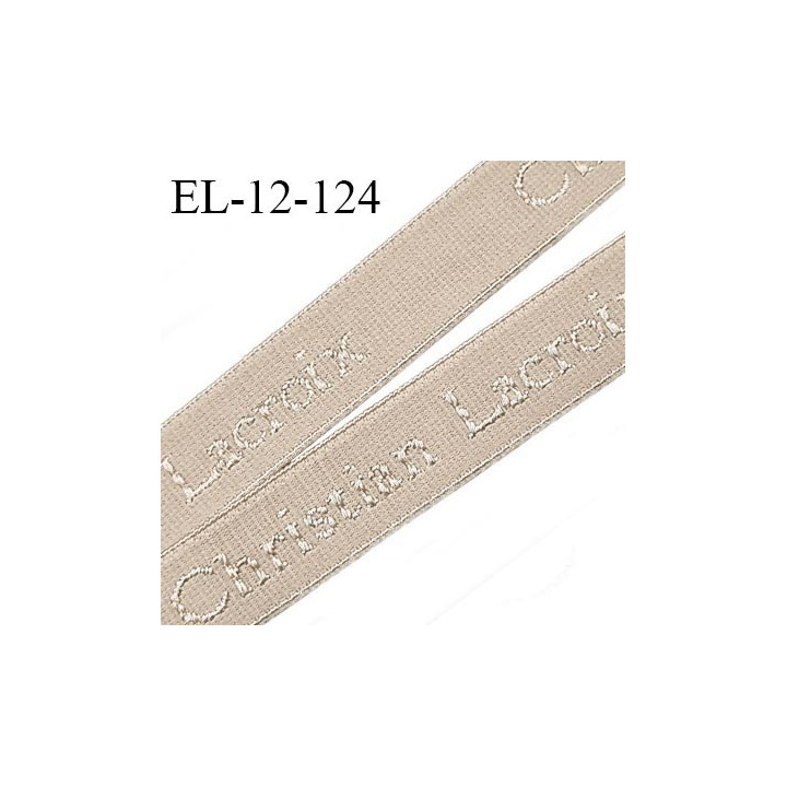 Elastique lingerie 12 mm très haut de gamme élastique souple couleur marron glacé inscription Christian Lacroix prix au mètre