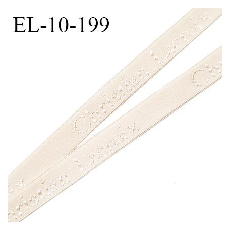Elastique lingerie 10 mm très haut de gamme élastique souple couleur écru ou perle inscription Christian Lacroix prix au mètre