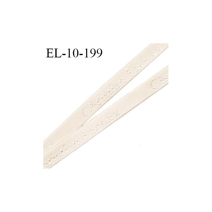 Elastique lingerie 10 mm très haut de gamme élastique souple couleur écru ou perle inscription Christian Lacroix prix au mètre