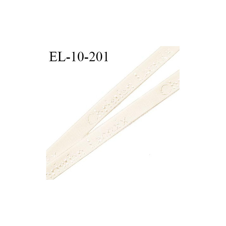 Elastique lingerie 10 mm très haut de gamme élastique souple couleur écru inscription Christian Lacroix prix au mètre