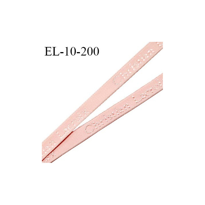 Elastique lingerie 10 mm très haut de gamme élastique souple couleur rose camélia inscription Christian Lacroix prix au mètre
