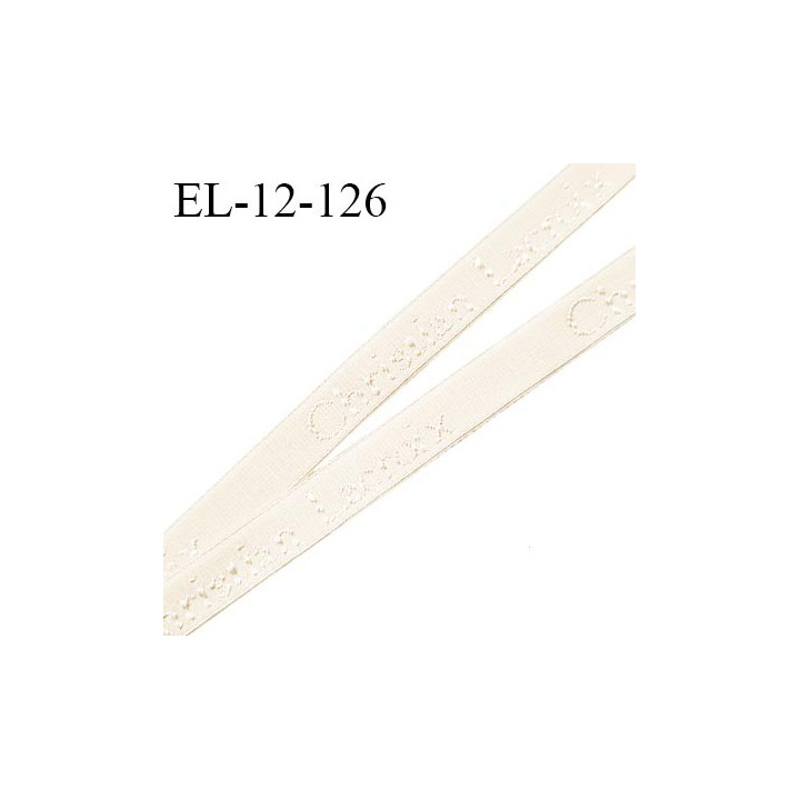 Elastique lingerie 12 mm très haut de gamme élastique souple couleur naturel inscription Christian Lacroix prix au mètre