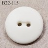 Bouton 22 mm en pvc couleur naturel écru mat fixation 2 trous diamètre 22 millimètres