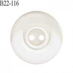 Bouton 22 mm en pvc couleur naturel 2 trous diamètre 22 mm prix à la pièce