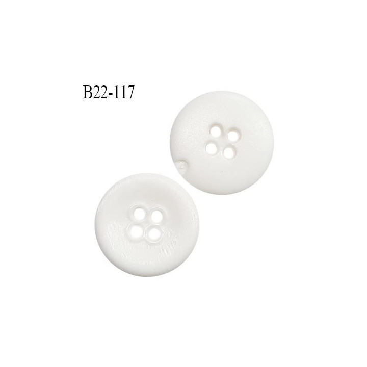 Bouton 22 mm en pvc couleur blanc 4 trous diamètre 22 mm épaisseur 4 mm prix à la pièce