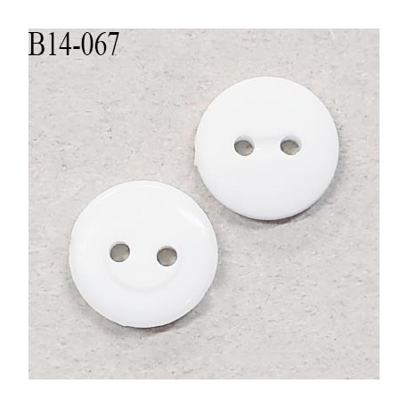 Bouton 14 mm couleur blanc 2 trous largeur 14 mm épaisseur 3 mm prix à l'unité