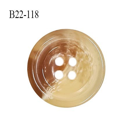 Bouton 22 mm en pvc couleur beige et marron en transparence 4 trous diamètre 22 mm épaisseur 4 mm prix à la pièce