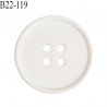 Bouton 22 mm en pvc couleur naturel 4 trous diamètre 22 mm épaisseur 3.5 mm prix à la pièce