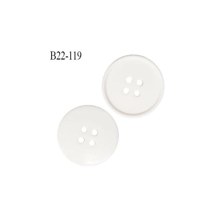 Bouton 22 mm en pvc couleur naturel 4 trous diamètre 22 mm épaisseur 3.5 mm prix à la pièce