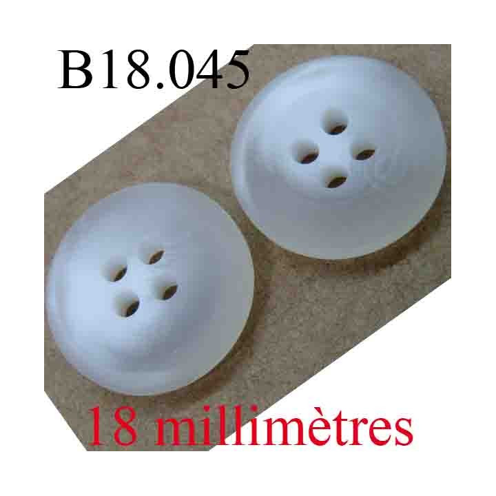 bouton 18 mm couleur blanc et blanc cassé clair marbré 4 trous diamètre 18 mm