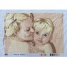 Canevas à broder 40 x 60 cm thème MAMAN ET SON ENFANT made in France