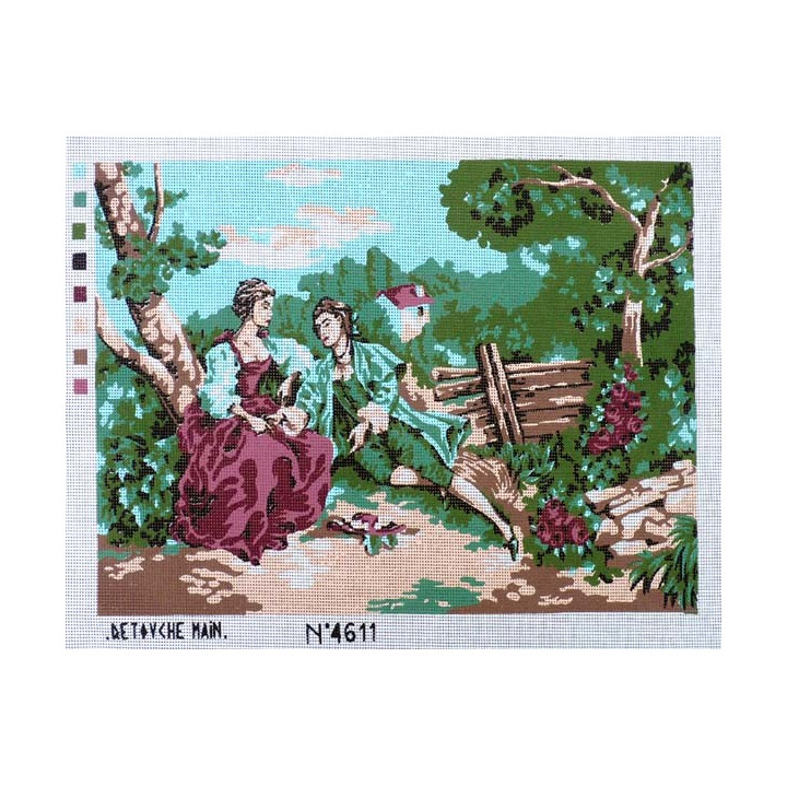 Canevas à broder 40 x 60 cm thème les amoureux made in France