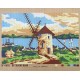 Canevas à broder 40 x 60 cm thème le moulin retouché à la main made in France