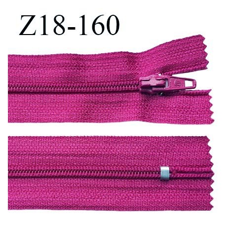 fermeture zip 18 cm couleur pivoine non séparable largeur 2.4 cm glissière nylon largeur 4 mm longueur 18 cm