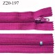 Fermeture zip longueur 20 cm couleur pivoine non séparable largeur 2.4 cm glissière nylon largeur 4 mm