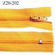 Fermeture zip longueur 20 cm couleur orange clair non séparable largeur 2.4 cm glissière nylon largeur 4 mm