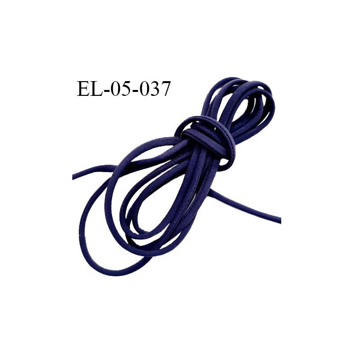 Cordon élastique 5 mm ou cache armature lingerie et bain couleur bleu nuit ou éclipse lycra extensible prix au mètre