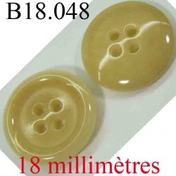 bouton 18 mm couleur marron beige clair brillant 4 trous diamètre 18 mm