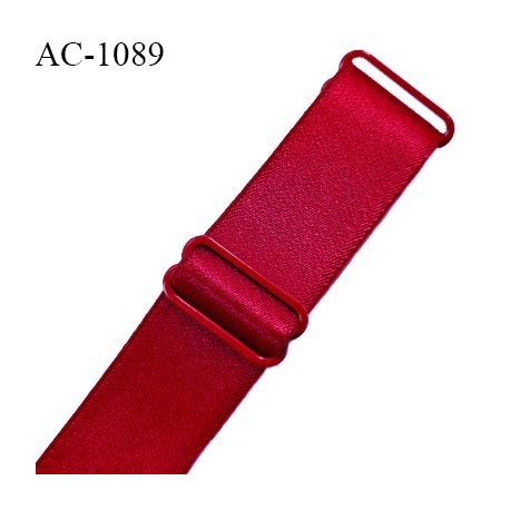 Bretelle lingerie SG 24 mm très haut de gamme couleur rouge tentation brillant avec 2 barrettes longueur 37 cm prix à l'unité