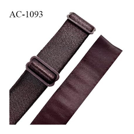 Bretelle lingerie SG 20 mm très haut de gamme couleur marron brillant avec 2 barrettes longueur 32 cm prix à l'unité