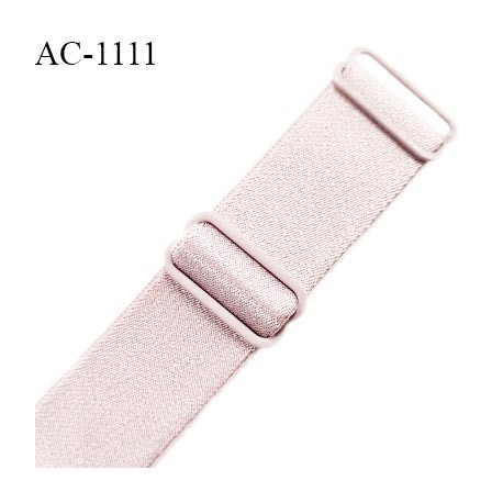 Bretelle lingerie SG 24 mm très haut de gamme couleur gris rosé brillant avec 2 barrettes longueur 37 cm prix à l'unité