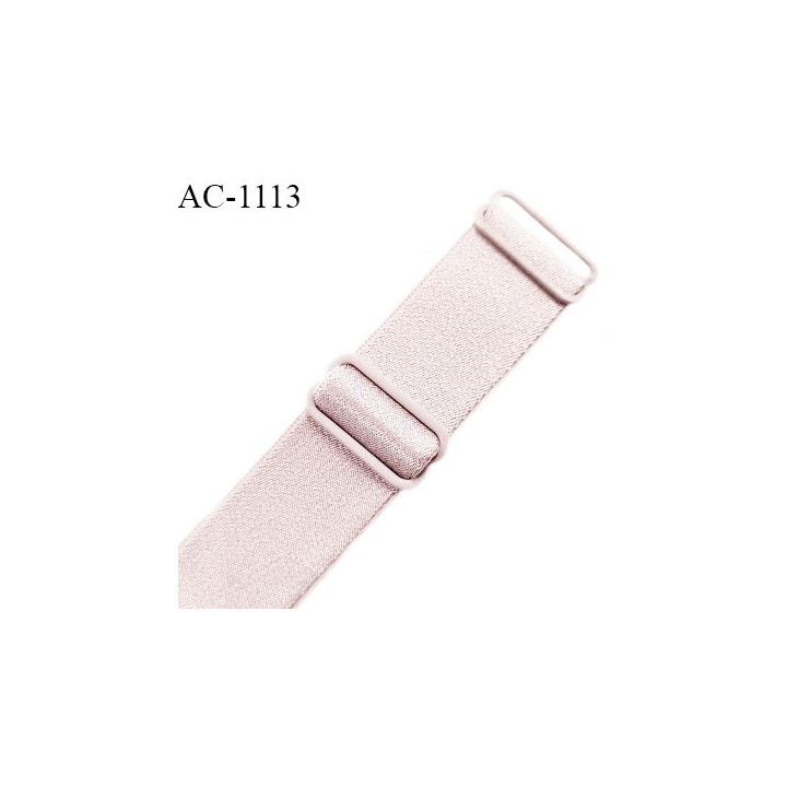 Bretelle lingerie SG 19 mm très haut de gamme couleur gris rosé brillant avec 2 barrettes longueur 37 cm prix à l'unité