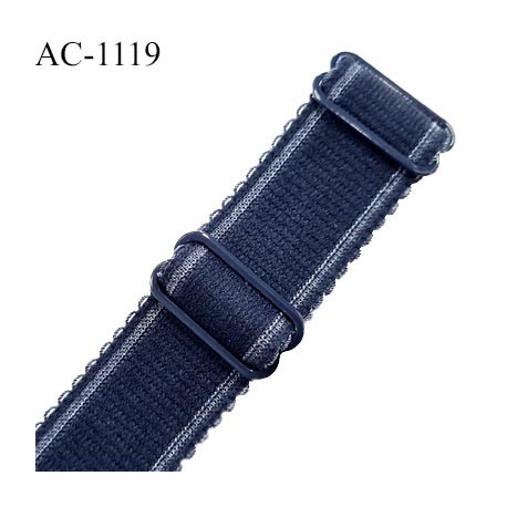 Bretelle lingerie SG 24 mm très haut de gamme couleur bleu denim avec 2 barrettes longueur 32 cm prix à l'unité