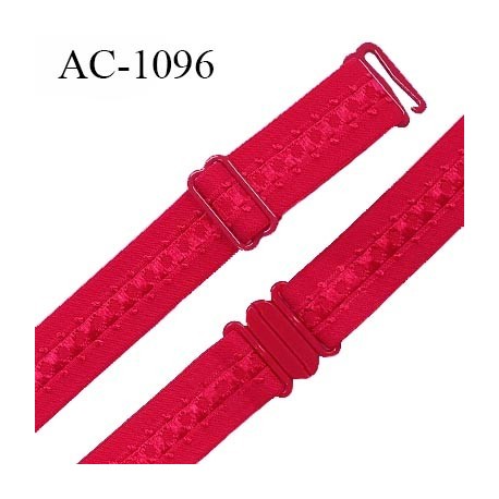 Bretelle lingerie SG 16 mm très haut de gamme couleur rouge avec 1 barrette + 1 crochet + 1 boucle clip