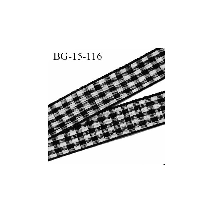 Biais galon 15 mm couleur noir et blanc vichy synthétique largeur 15 mm prix au mètre