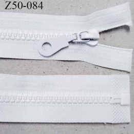 Fermeture zip  65 cm couleur blanc séparable largeur 3 cm zip glissière moulé nylon largeur 6 mm  longueur 50 cm
