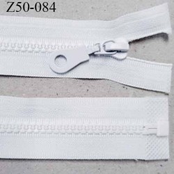 Fermeture zip 65 cm couleur blanc séparable largeur 3 cm zip glissière moulé nylon largeur 6 mm longueur 50 cm