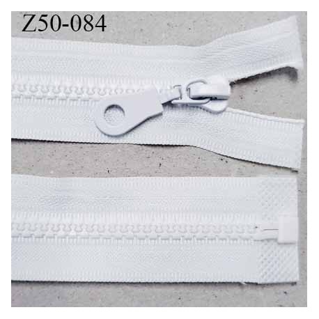 Fermeture zip 65 cm couleur blanc séparable largeur 3 cm zip glissière moulé nylon largeur 6 mm longueur 50 cm