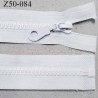 Fermeture zip 65 cm couleur blanc séparable largeur 3 cm zip glissière moulé nylon largeur 6 mm longueur 50 cm