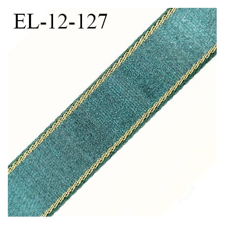 Elastique 12 mm bretelle lingerie haut de gamme fabriqué en France couleur jade et or élastique souple et brillant prix au mètre
