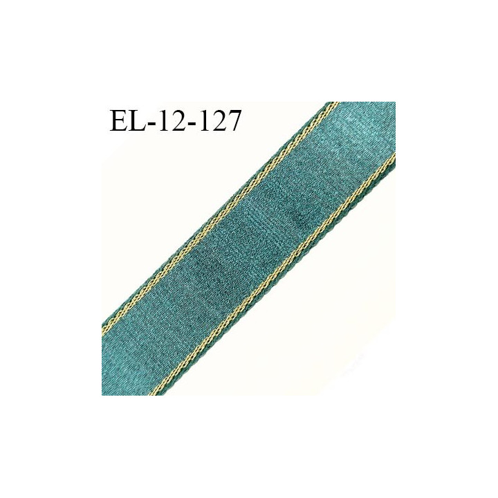 Elastique 12 mm bretelle lingerie haut de gamme fabriqué en France couleur jade et or élastique souple et brillant prix au mètre