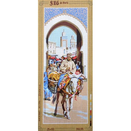 Canevas à broder 45 x 60 cm marque SEG de Paris thème l'orient "retour du souk" fabrication française