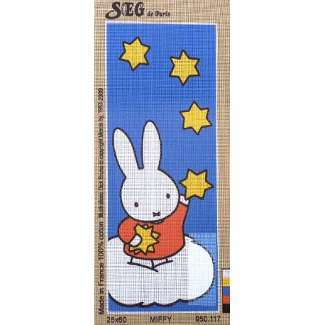 Canevas à broder 25 x 60 cm marque SEG de Paris thème MIFFY le lapin fabrication française