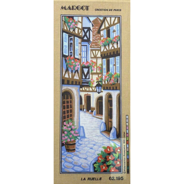 Canevas à broder 25 x 60 cm marque SEG de Paris thème la ruelle fabrication française