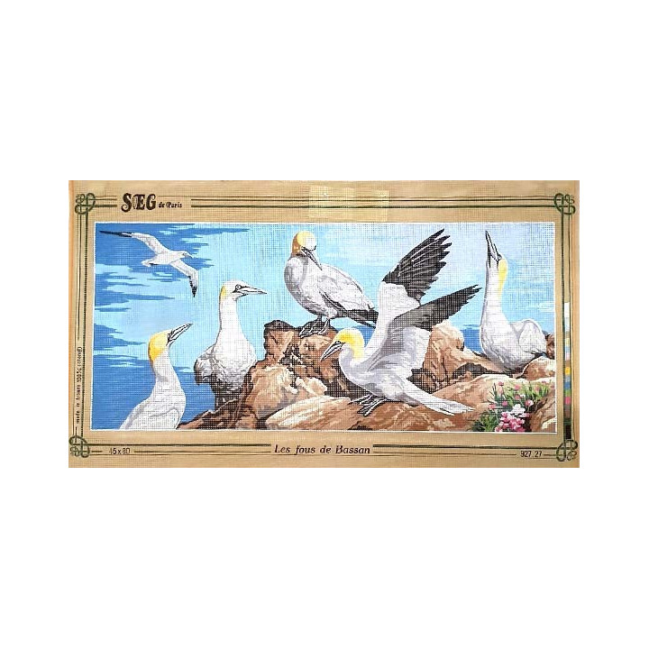 Canevas à broder 45 x 80 cm marque SEG de Paris thème LES FOUS DE BASSAN  fabrication française