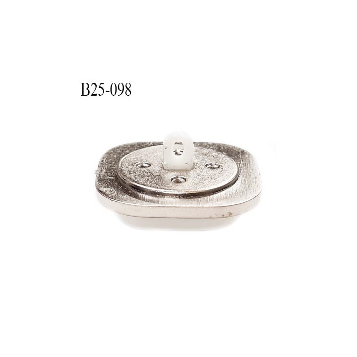 Bouton 25 mm en pvc couleur blanc sur socle couleur chrome bouton composé de deux éléments prix à l'unité