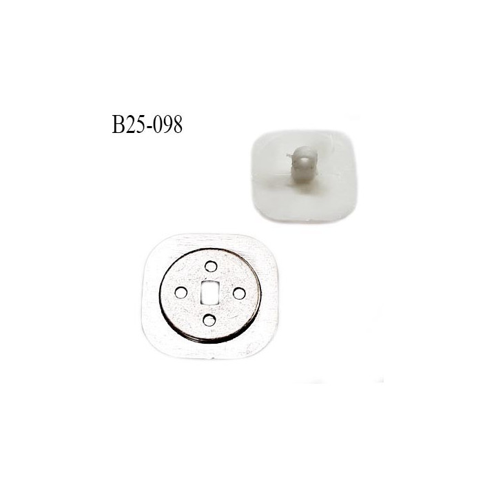 Bouton 25 mm en pvc couleur blanc sur socle couleur chrome bouton composé de deux éléments prix à l'unité