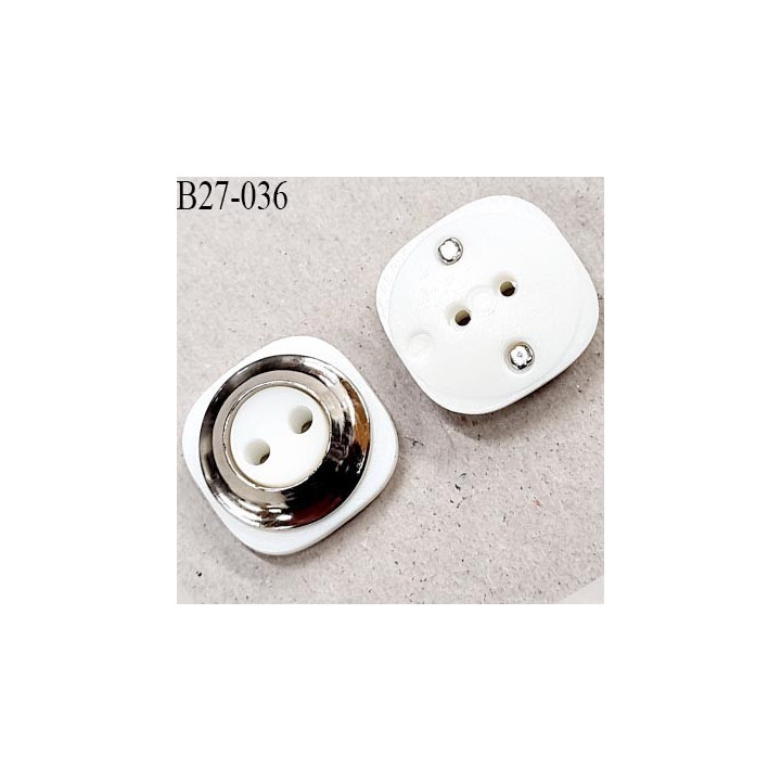 Bouton pvc couleur blanc et chromé diamètre 27 mm prix à la pièce
