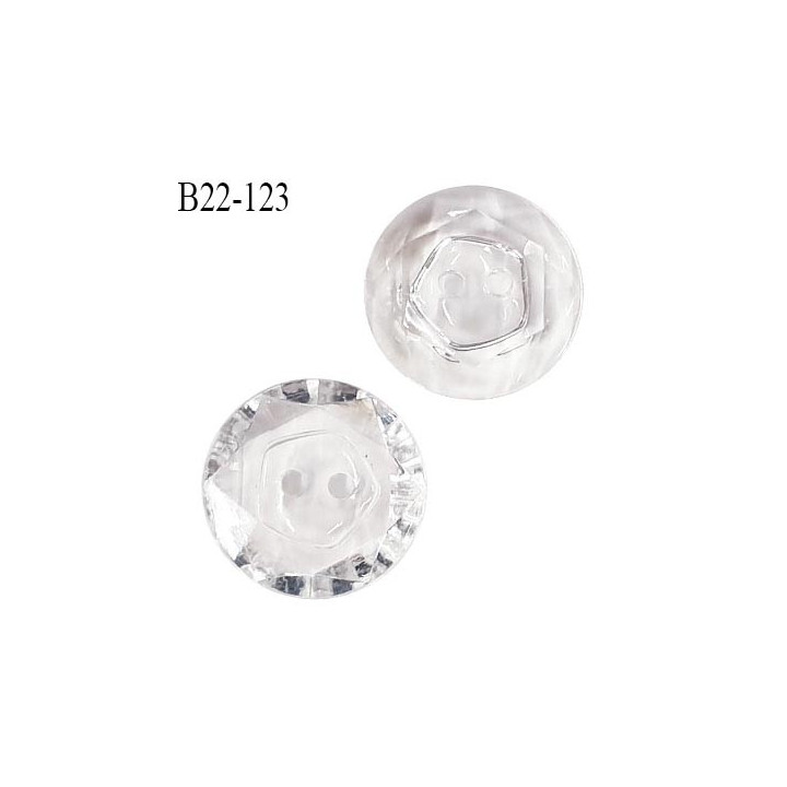 Bouton 22 mm pvc effet cristal 2 trous diamètre 22 mm épaisseur 4 mm prix à l'unité