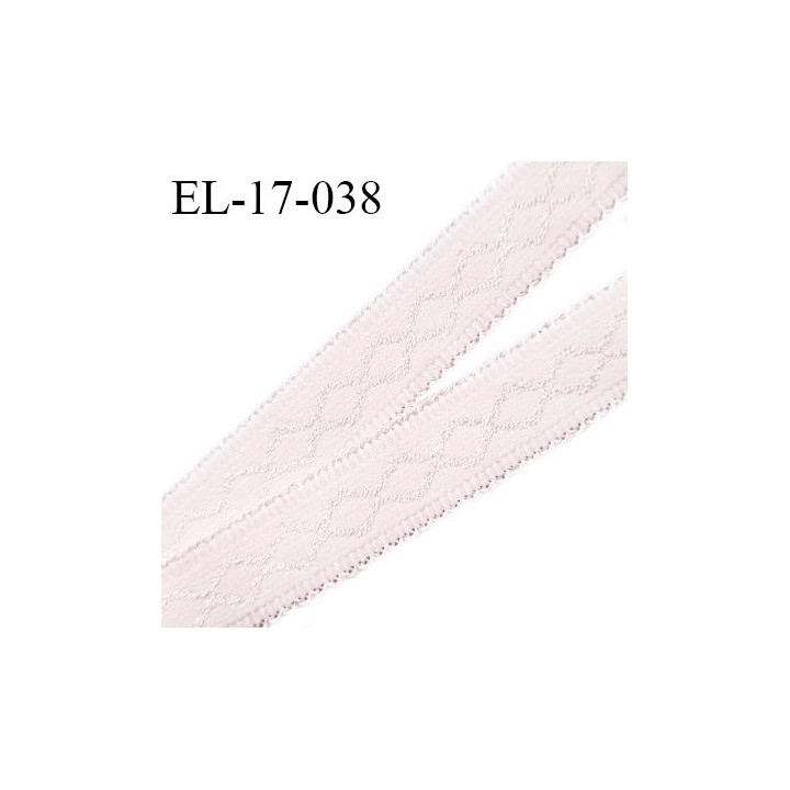Elastique 17 mm haut de gamme couleur rose jasmin avec motif en surpiqûre fabriqué en France largeur 17 mm prix au mètre