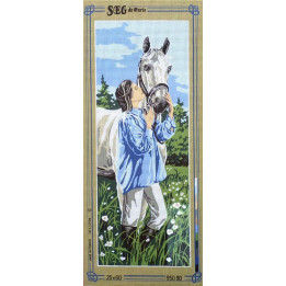 Canevas à broder 25 x 60 cm marque SEG de Paris thème LE CHEVAL fabrication française