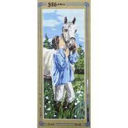 Canevas à broder 25 x 60 cm marque SEG de Paris thème LE CHEVAL fabrication française