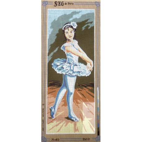 Canevas à broder 25 x 60 cm marque SEG de Paris thème LA JEUNE DANSEUSE fabrication française